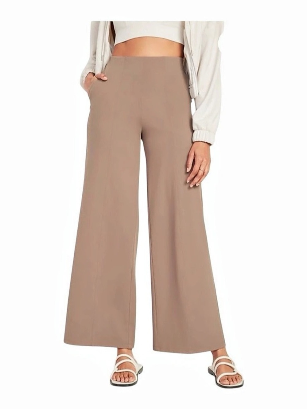 Old Navy High-Waisted PowerSoft Wide-Leg Pants in Brown size XS